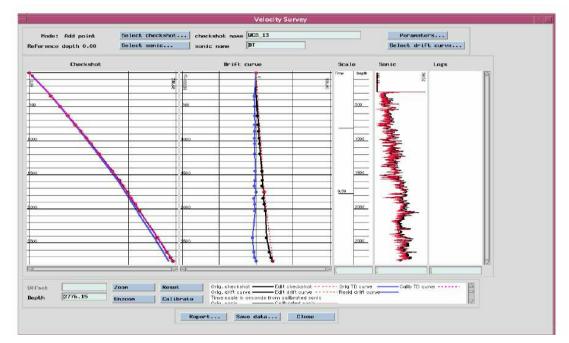 Fig. 1 Sonic log and check shot calibration